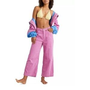 Billabong Juniors Sea Tone Corduroy Pants NWT Size 24 Wide-Leg Dusty Rose High